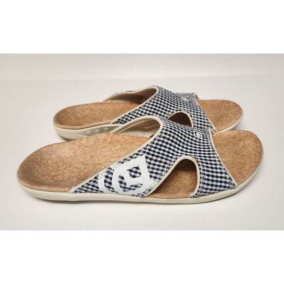 Spenco Women's Kholo Navy Blue/White Gingham Flat Sandals Size US 7 - Picture 4 of 8